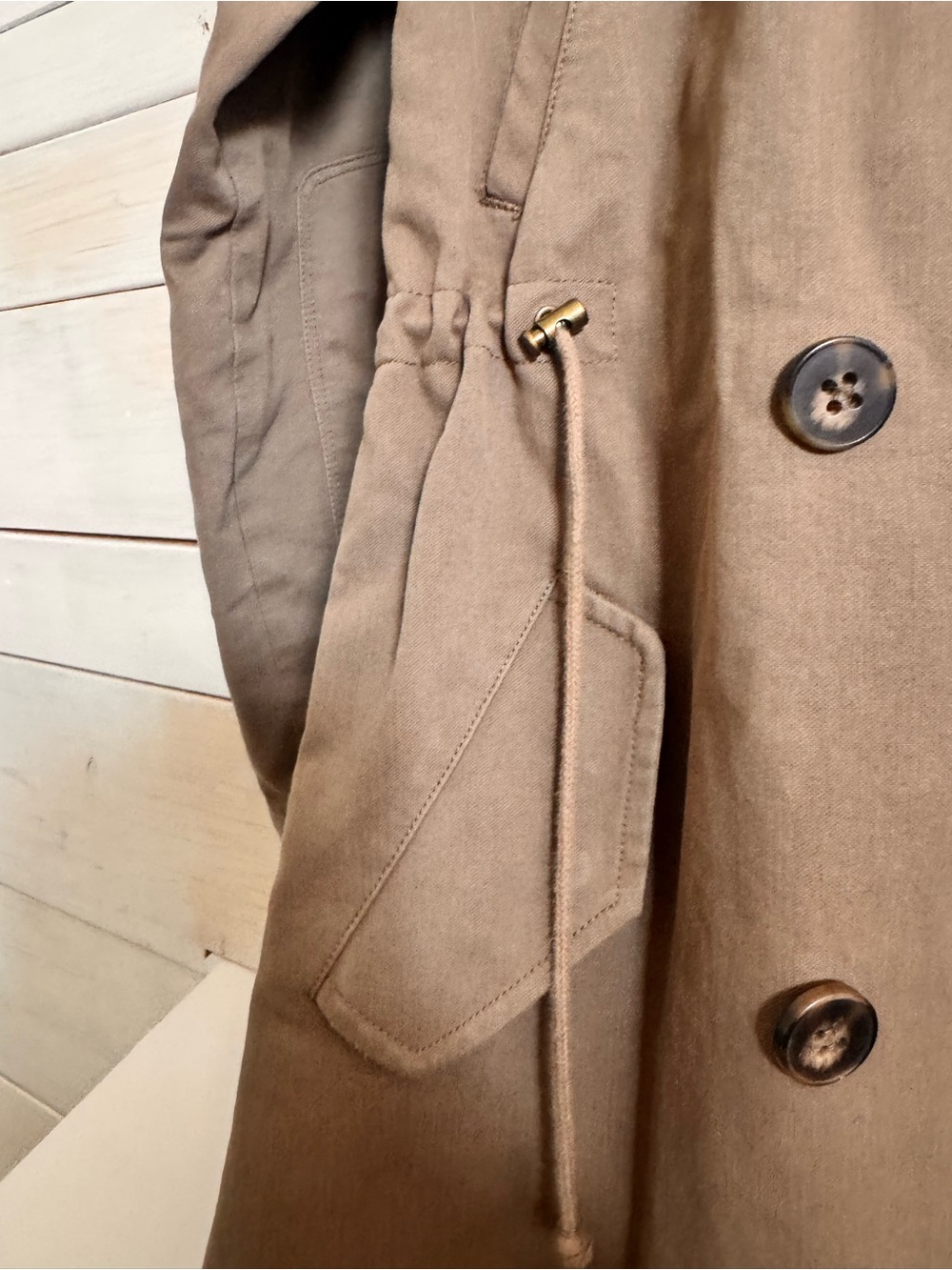 Comptoir des Cotonniers Classic Green Khaki Trench Coat - Picture 4 of 6